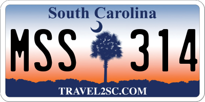 SC license plate MSS314