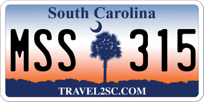 SC license plate MSS315