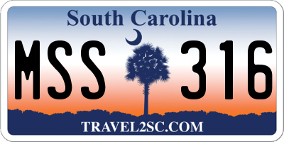 SC license plate MSS316