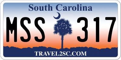 SC license plate MSS317