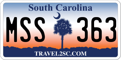 SC license plate MSS363