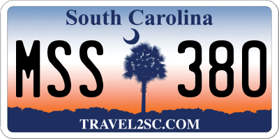 SC license plate MSS380