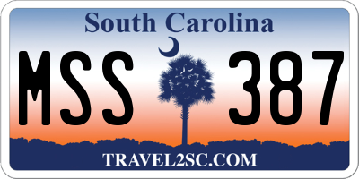 SC license plate MSS387