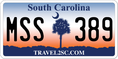 SC license plate MSS389