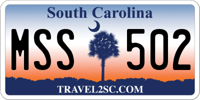 SC license plate MSS502