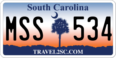 SC license plate MSS534