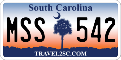 SC license plate MSS542