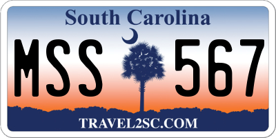 SC license plate MSS567
