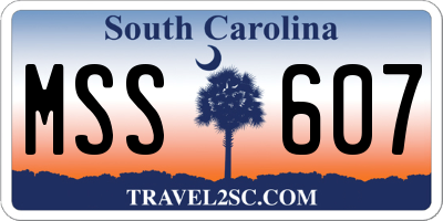 SC license plate MSS607