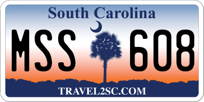 SC license plate MSS608