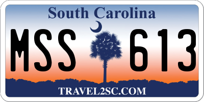 SC license plate MSS613