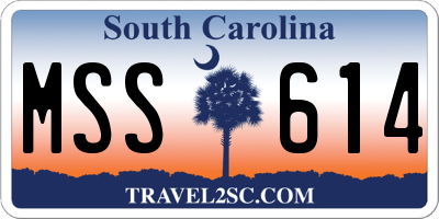 SC license plate MSS614