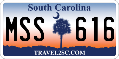 SC license plate MSS616