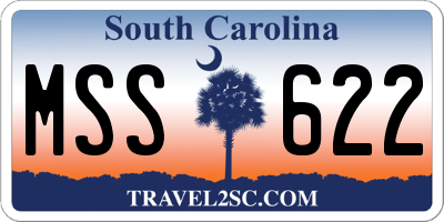 SC license plate MSS622