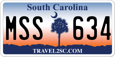 SC license plate MSS634