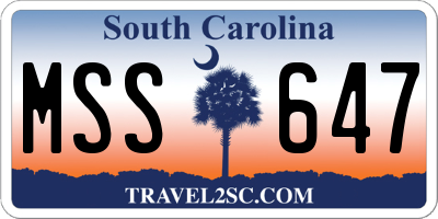 SC license plate MSS647