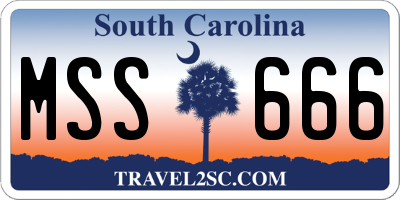 SC license plate MSS666