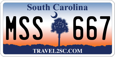 SC license plate MSS667