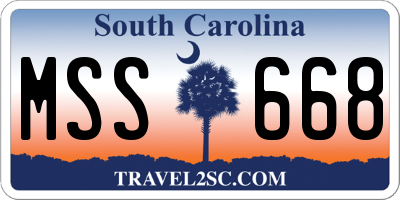 SC license plate MSS668