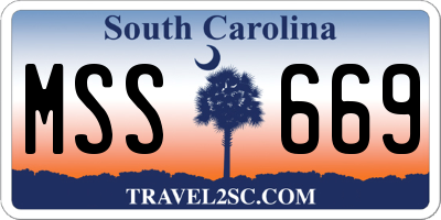 SC license plate MSS669