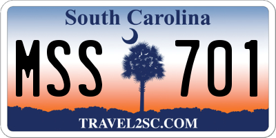 SC license plate MSS701
