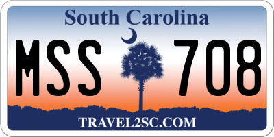 SC license plate MSS708