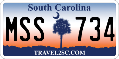 SC license plate MSS734