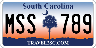 SC license plate MSS789