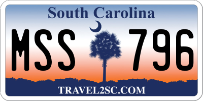 SC license plate MSS796