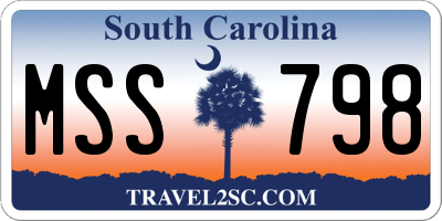 SC license plate MSS798