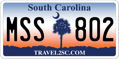 SC license plate MSS802
