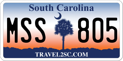 SC license plate MSS805