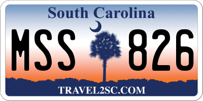 SC license plate MSS826