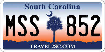 SC license plate MSS852