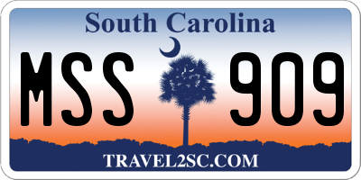 SC license plate MSS909