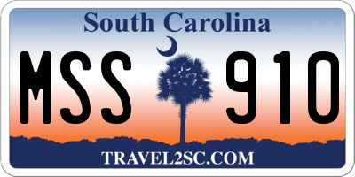 SC license plate MSS910