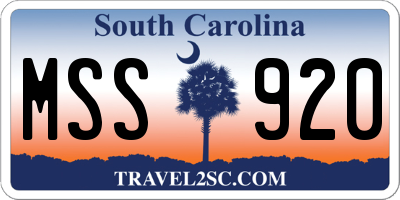 SC license plate MSS920