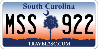 SC license plate MSS922