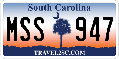 SC license plate MSS947