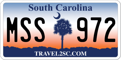 SC license plate MSS972