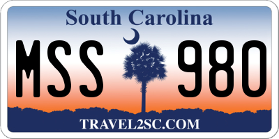 SC license plate MSS980
