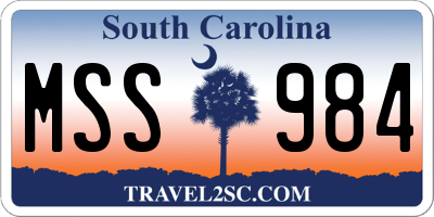 SC license plate MSS984