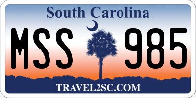 SC license plate MSS985