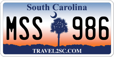 SC license plate MSS986