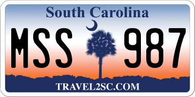 SC license plate MSS987