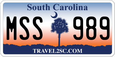 SC license plate MSS989