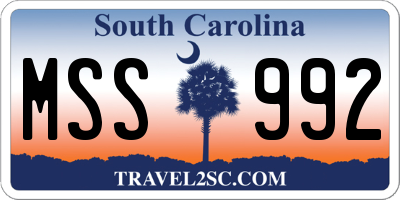 SC license plate MSS992