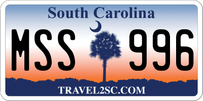 SC license plate MSS996