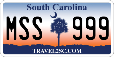 SC license plate MSS999