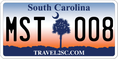 SC license plate MST008